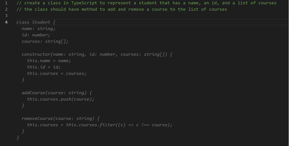 You can use code comments to hint what code Copilot should generate.
I find the inline-chat UX more ergonomic because I do not need to come back
and delete comments that simply rehash the code. Credits:
code.visualstudio.com