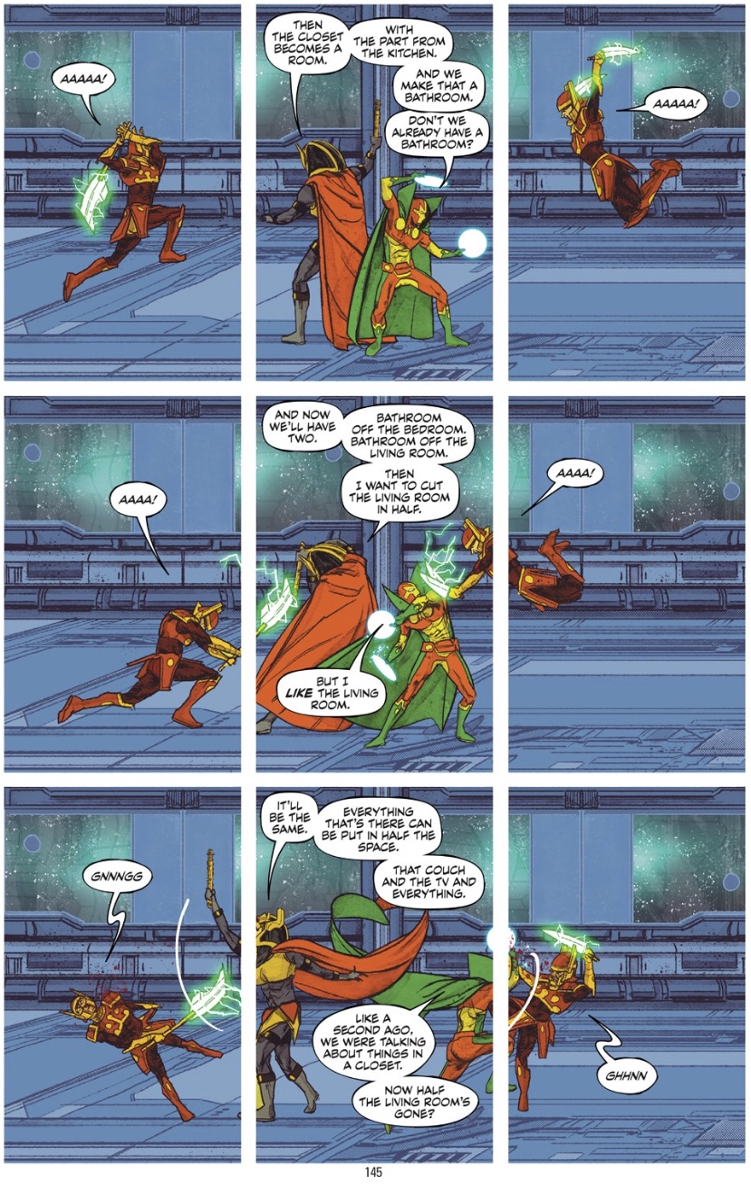 Fight sequence when restructuring the house. Mister Miracle Vol. 4 #06.