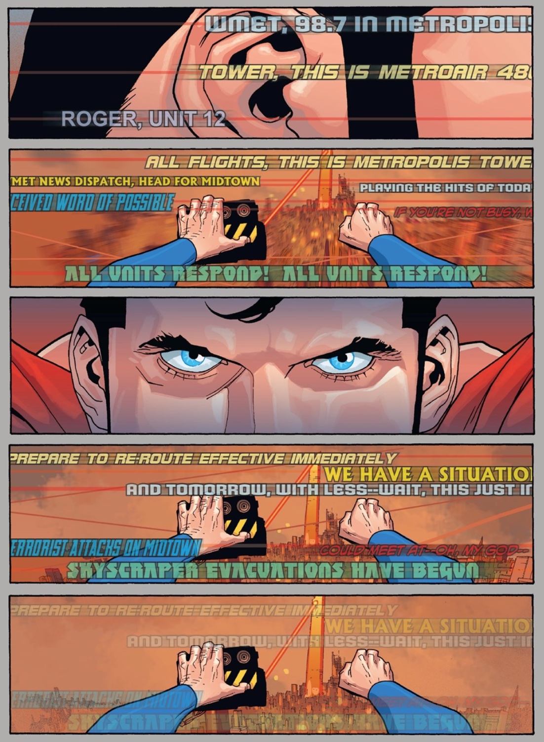 Superman collecting ultrasonic waves in Superman: Birthright Vol. 1 #05